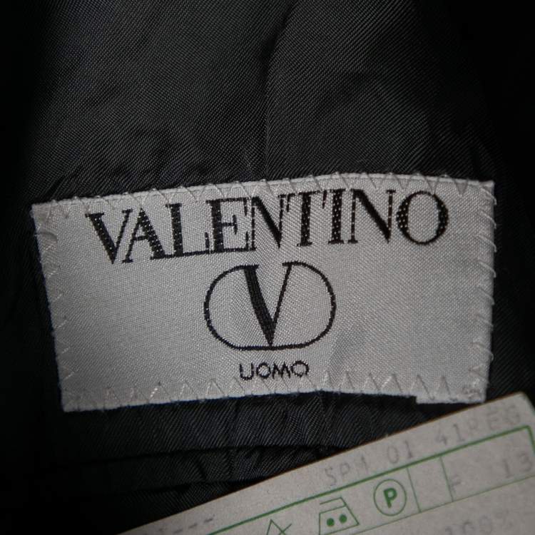 Pre Owned Valentino Vintage Black Wool Double Breasted Blazer L 
