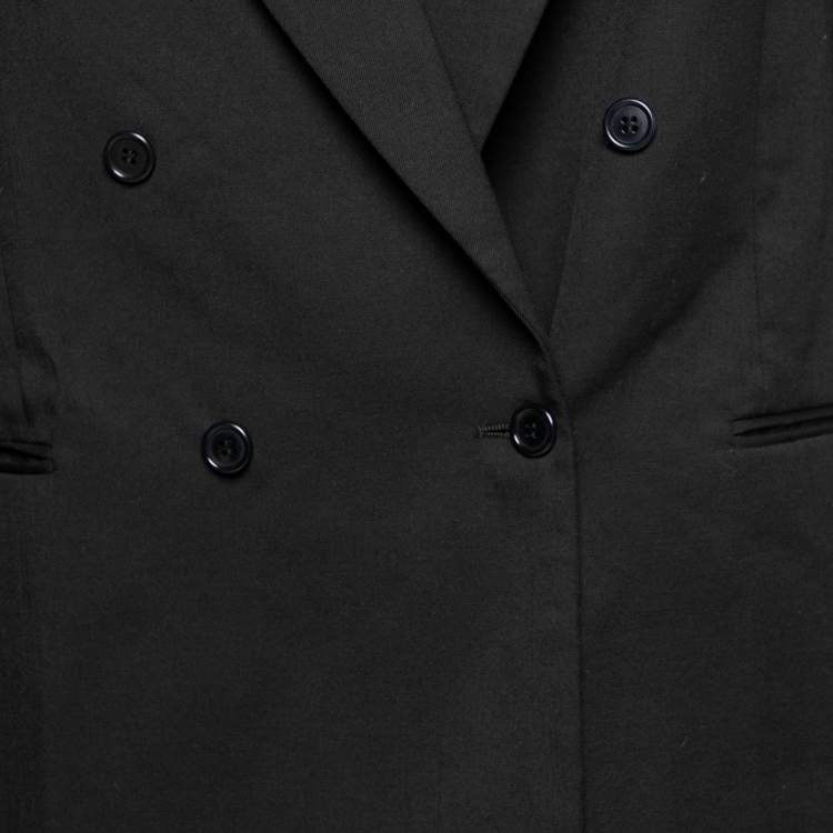 Pre Owned Valentino Vintage Black Wool Double Breasted Blazer L 