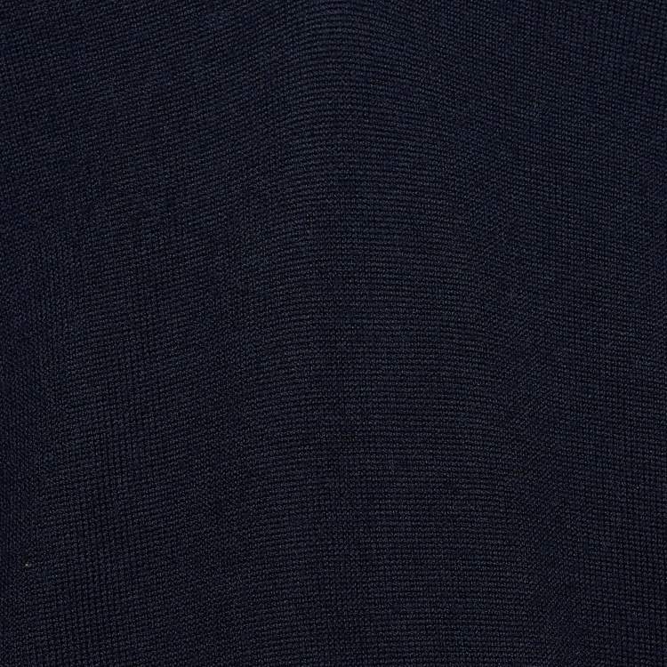 Pre Owned Valentino Uomo Navy Blue Rib Knit V Neck Pullover L