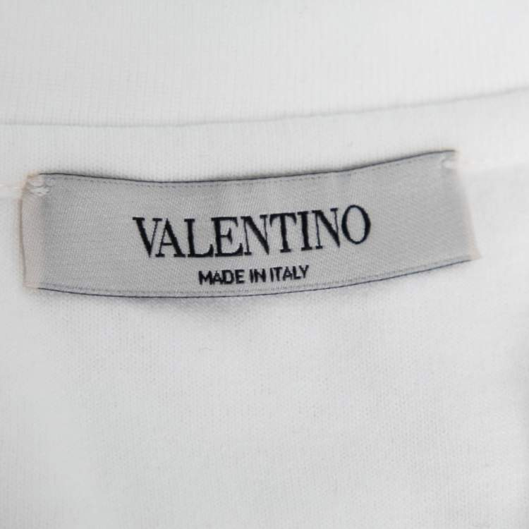 Pre Owned Valentino White Astronaut Printed Cotton Crew Neck T-Shirt S