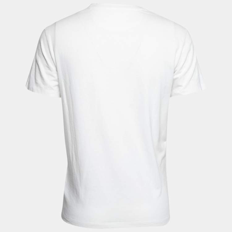 Pre Owned Valentino White Astronaut Printed Cotton Crew Neck T-Shirt S