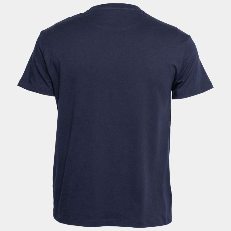 Tシャツ・カットソー VALENTINO T-SHIRTS NAVY Valentino Navy Blue VLTN Printed Cotton Crewneck T-Shirt S