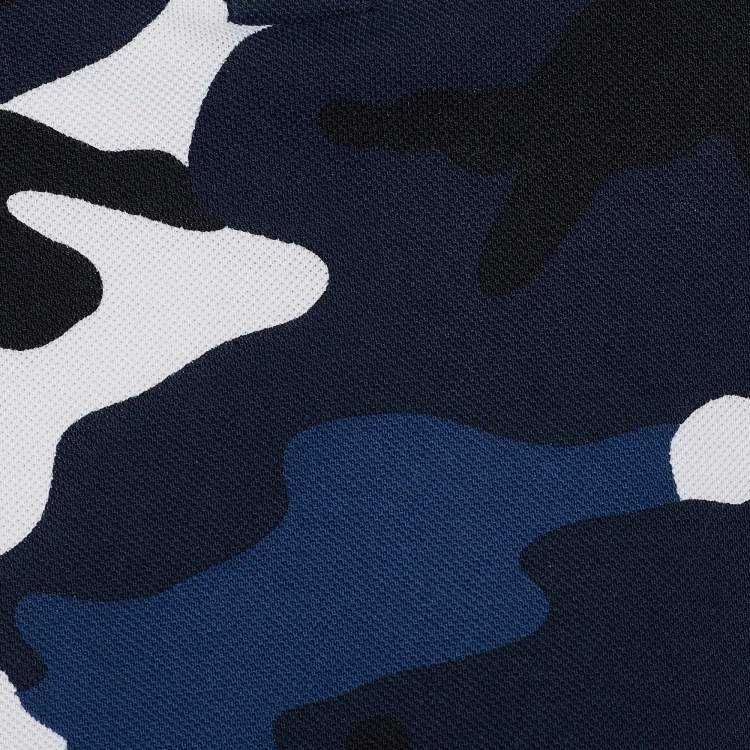Pre Owned Valentino Blue Camouflage Cotton Pique Short Sleeve Polo T-Shirt XL