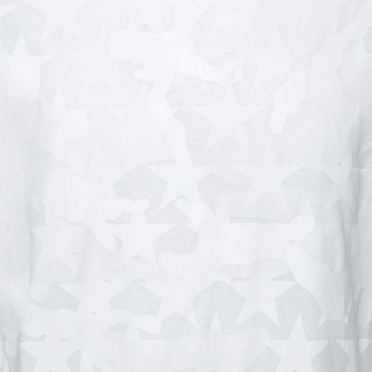 Pre Owned Valentino White Cotton Star Printed Crew Neck Short Sleeve T-Shirt S