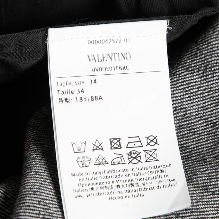 Pre Owned Valentino Grey Distressed Denim Selvedge Jeans L Waist 34" 
