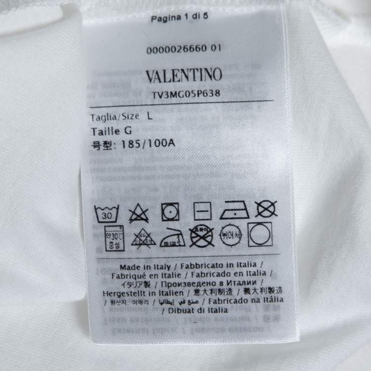 Pre Owned Valentino White Cotton Star Logo Print Crew Neck T-Shirt L