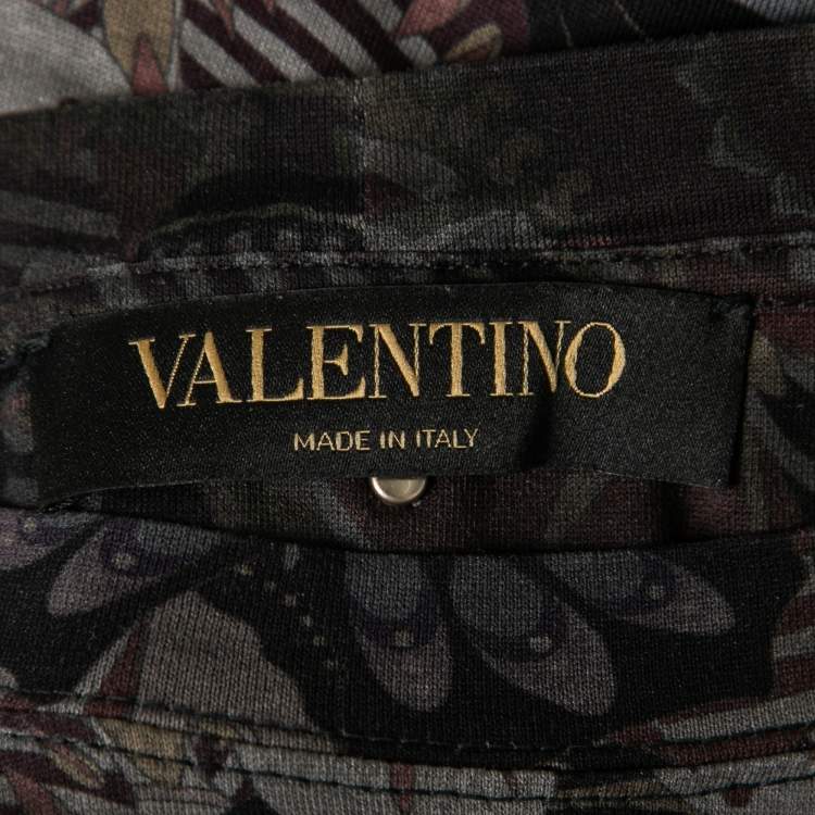 Pre Owned Valentino Black Multicolor Butterfly Print Cotton T-Shirt M