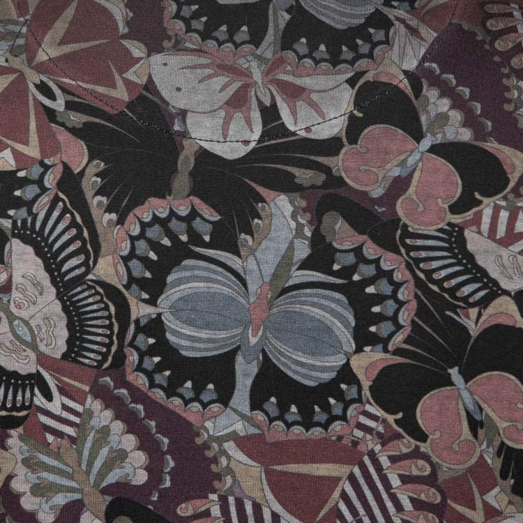 Pre Owned Valentino Black Multicolor Butterfly Print Cotton T-Shirt M