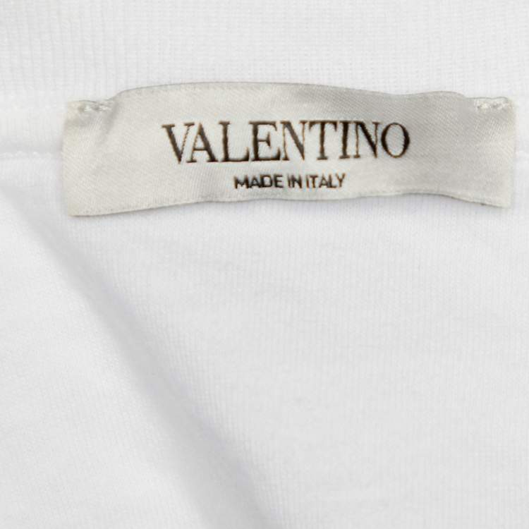 Pre Owned Valentino x Undercover White V Face UFO Print Cotton Crew Neck T-Shirt L 