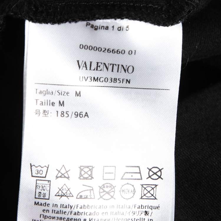 Pre Owned Valentino Black Cotton Logo Printed Short Sleeve T-Shirt M