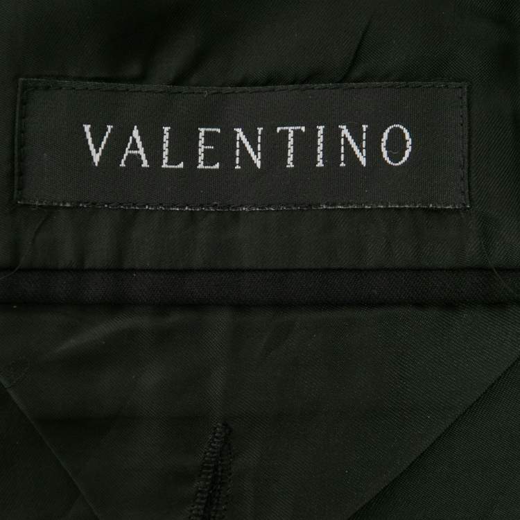 Pre Owned Valentino Vintage Black Wool Single-Breasted Blazer 2XL
