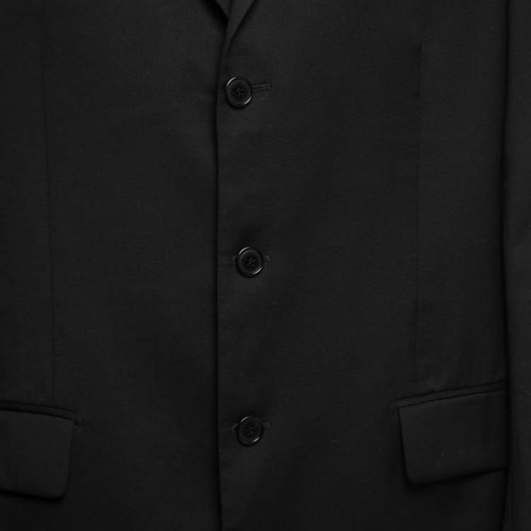 Pre Owned Valentino Vintage Black Wool Single-Breasted Blazer 2XL