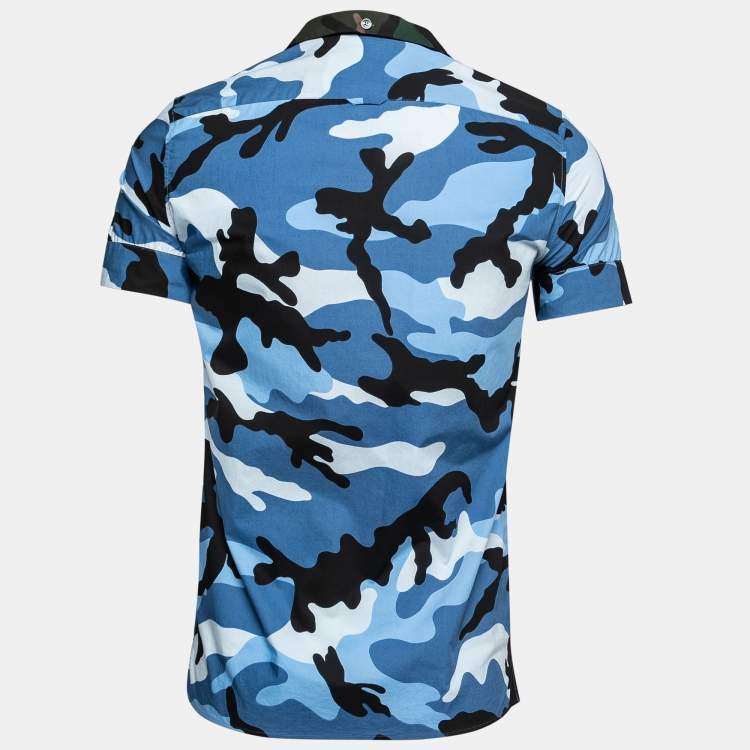 Men's luxury T-Shirt - Valentino blue camouflage effect T-Shirt