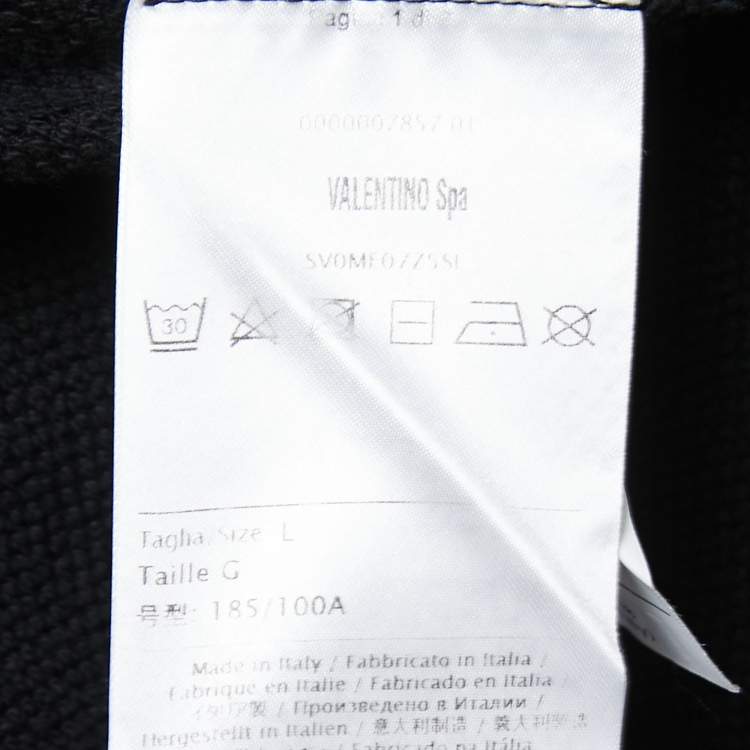 Pre Owned Valentino Black 2099 Printed Cotton Hoodie L