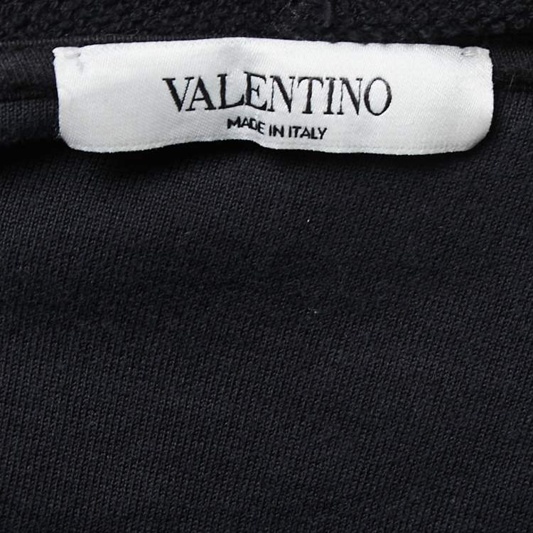 Pre Owned Valentino Black 2099 Printed Cotton Hoodie L