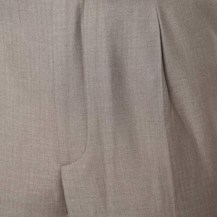 Pre Owned Valentino Beige Wool Tapered Leg Trousers XL