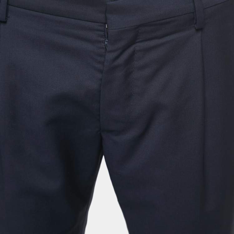 Pre Owned Valentino Navy Blue Wool & Mohair Trousers S