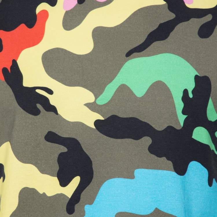 Pre Owned Valentino Multicolor Camo Printed cotton Knit Crewneck T-Shirt M