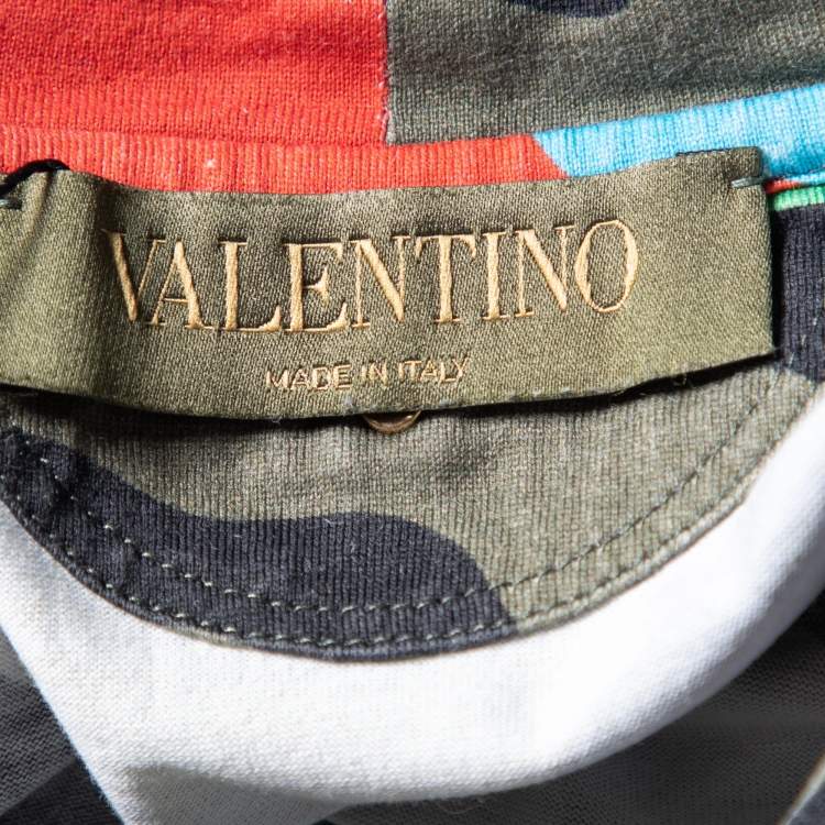 Pre Owned Valentino Multicolor Camo Printed cotton Knit Crewneck T-Shirt M