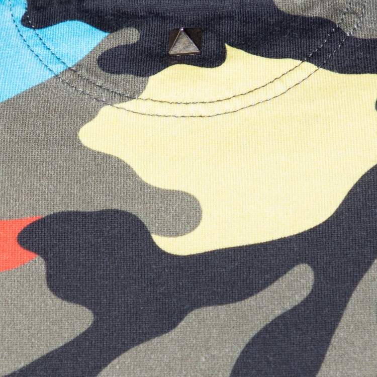 Pre Owned Valentino Multicolor Camo Printed cotton Knit Crewneck T-Shirt M