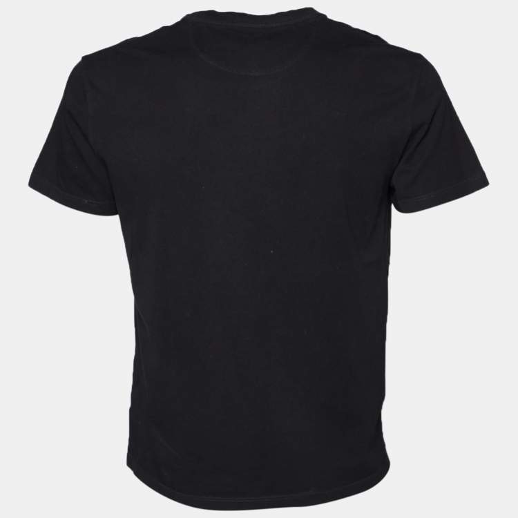 Pre Owned Valentino Black VLTN Printed Cotton Knit Crewneck T-Shirt M