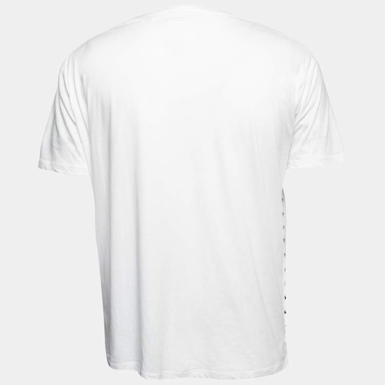 Pre Owned Valentino White Cotton Studded Crewneck T-Shirt L