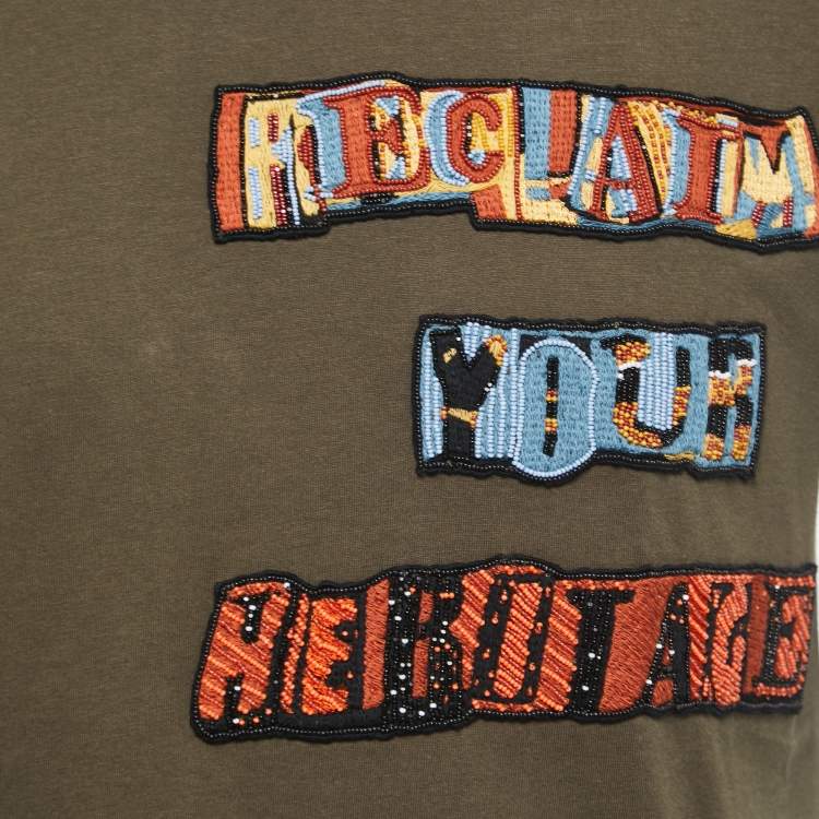 Pre Owned Valentino Green Reclaim Your Heritage Cotton Crew Neck T-Shirt S