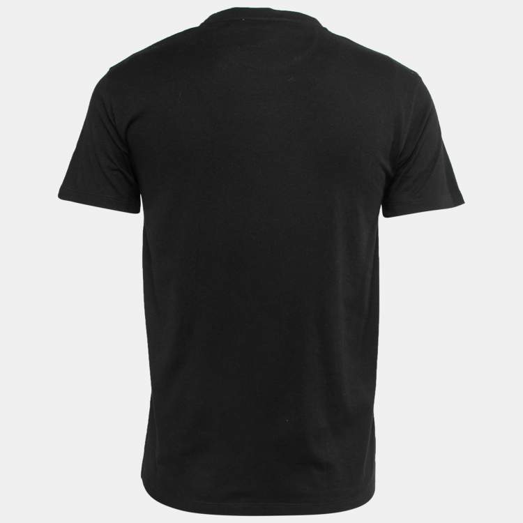 Pre Owned Valentino Black VLogo Printed Cotton Half Sleeve Crewneck T-Shirt S