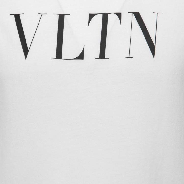 Pre Owned Valentino White Cotton Logo Print Crew Neck Half Sleeve T-Shirt S