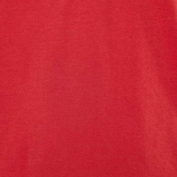 Pre Owned Valentino Red Signature Logo Embellished Cotton Knit T-Shirt S