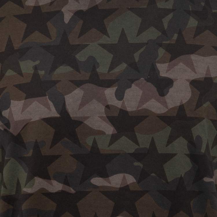 Pre Owned Valentino Camo Star Printed Cotton Knit T-Shirt S