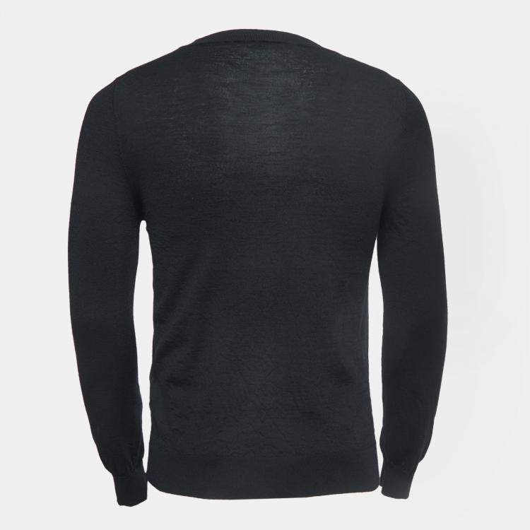 Pre Owned Valentino Black Wool Crew Neck Sweater M