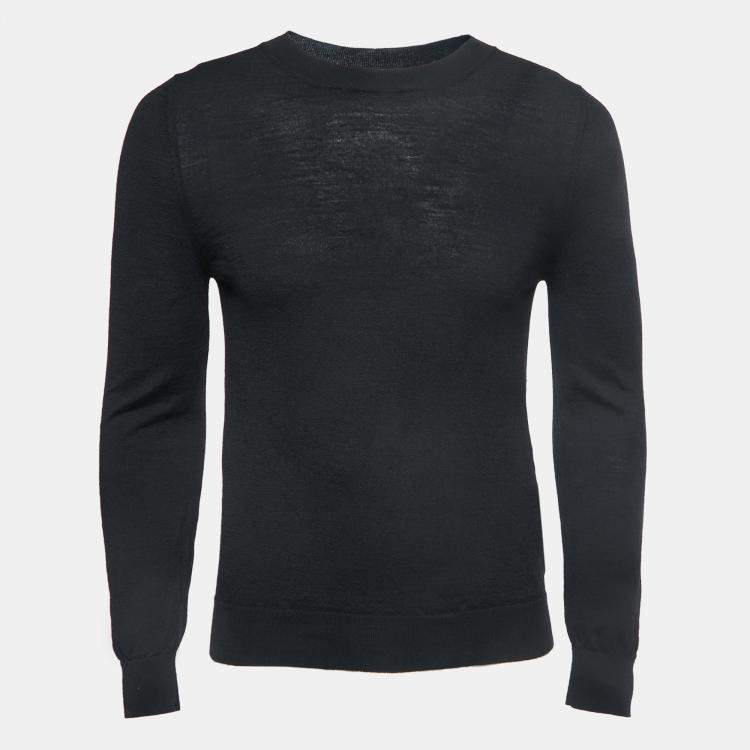 Pre Owned Valentino Black Wool Crew Neck Sweater M