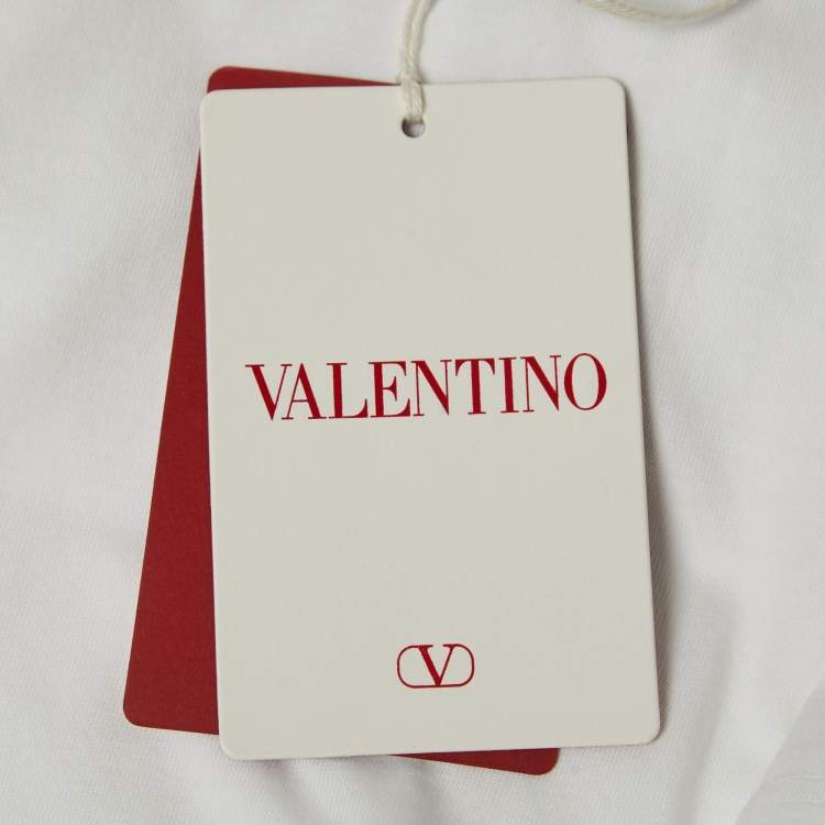 Pre Owned Valentino White Cotton Crew Neck Half Sleeve T-Shirt M