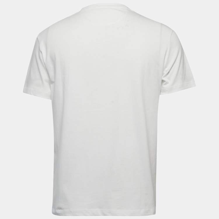 Pre Owned Valentino White Cotton Crew Neck Half Sleeve T-Shirt M