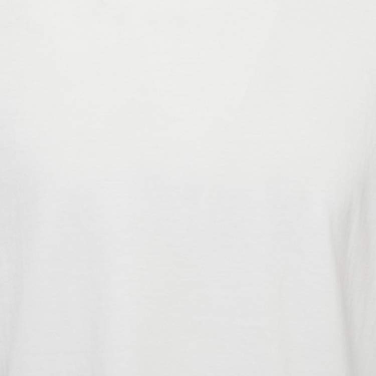 Pre Owned Valentino White Cotton Crew Neck Half Sleeve T-Shirt M