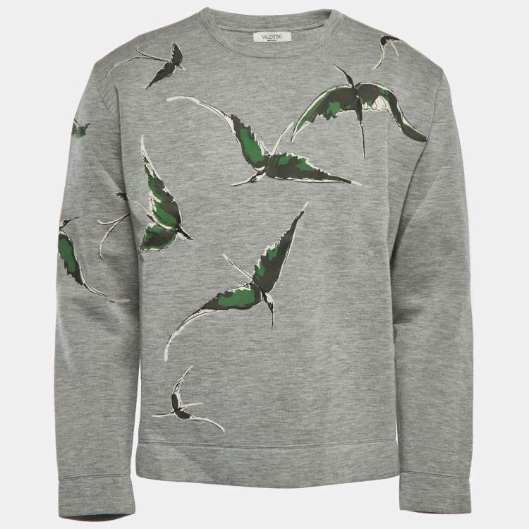 Pre Owned Valentino Grey Graphic Print Modal Crew Neck Sweater M