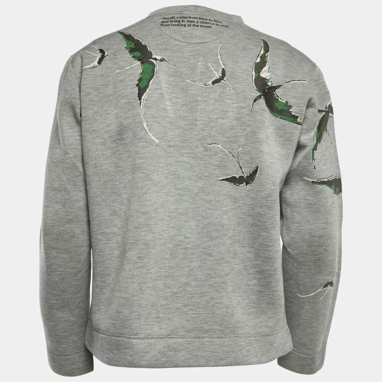 Pre Owned Valentino Grey Graphic Print Modal Crew Neck Sweater M