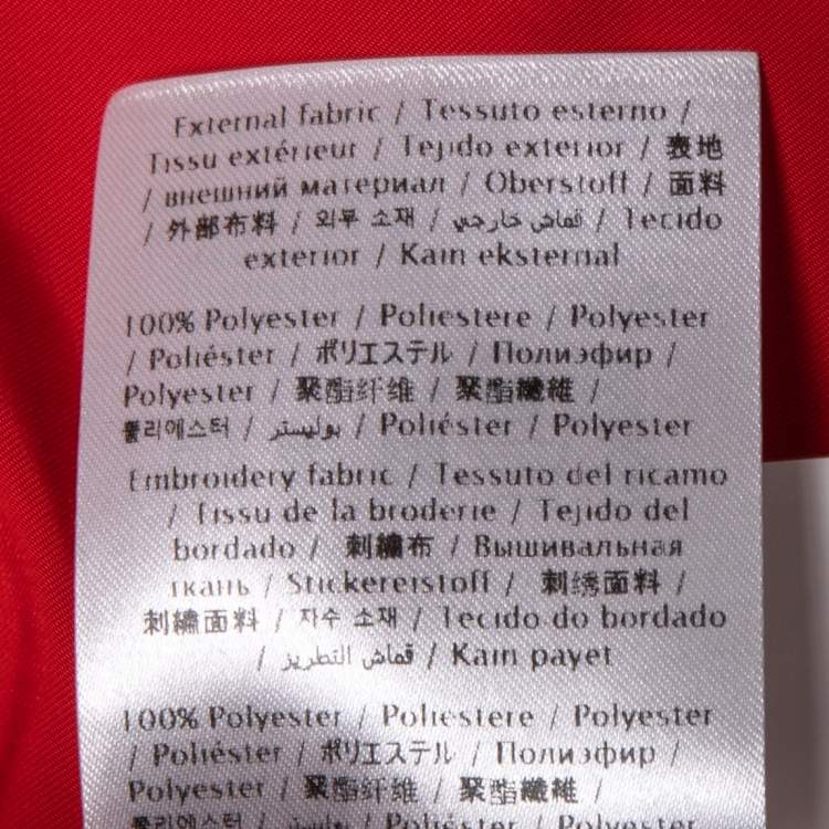 Pre Owned Valentino Red Taffeta Flower Logo Long Sleeve Shirt XL