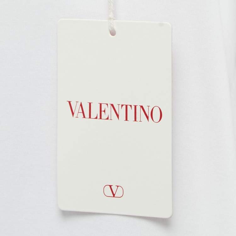 Pre Owned Valentino White Cotton Crew Neck Half Sleeve T-Shirt M