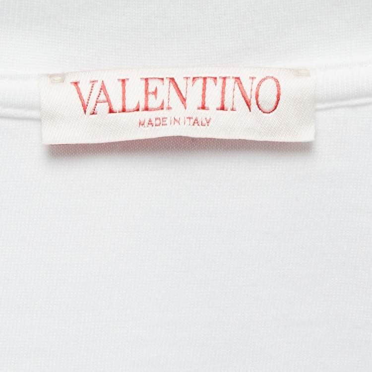 Pre Owned Valentino White Cotton Crew Neck Half Sleeve T-Shirt M