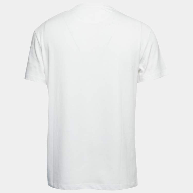 Pre Owned Valentino White Cotton Crew Neck Half Sleeve T-Shirt M