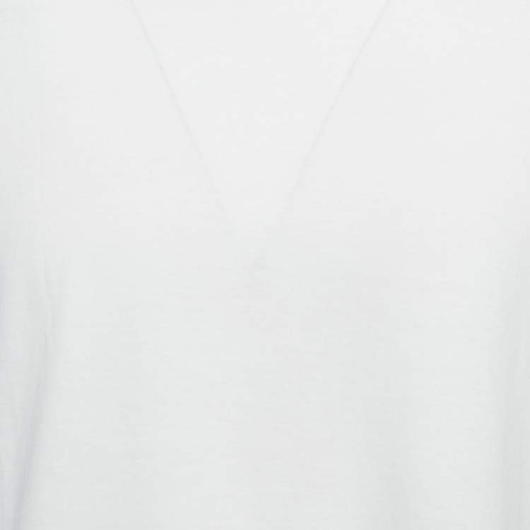 Pre Owned Valentino White Cotton Crew Neck Half Sleeve T-Shirt M