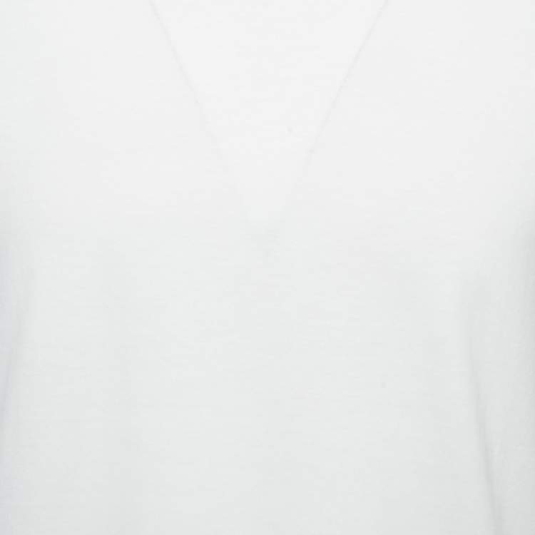 Pre Owned Valentino White Cotton Crew Neck Half Sleeve T-Shirt M