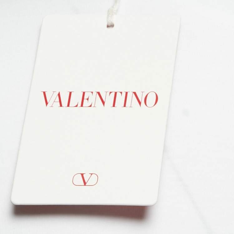 Pre Owned Valentino White Cotton Crew Neck Half Sleeve T-Shirt M