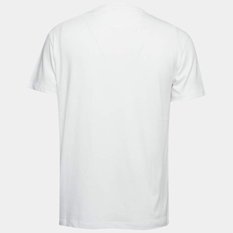 Pre Owned Valentino White Cotton Crew Neck Half Sleeve T-Shirt M