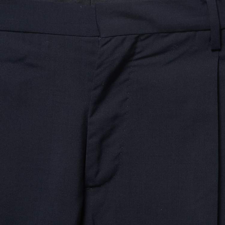 Pre Owned Valentino Navy Blue Wool Trousers S