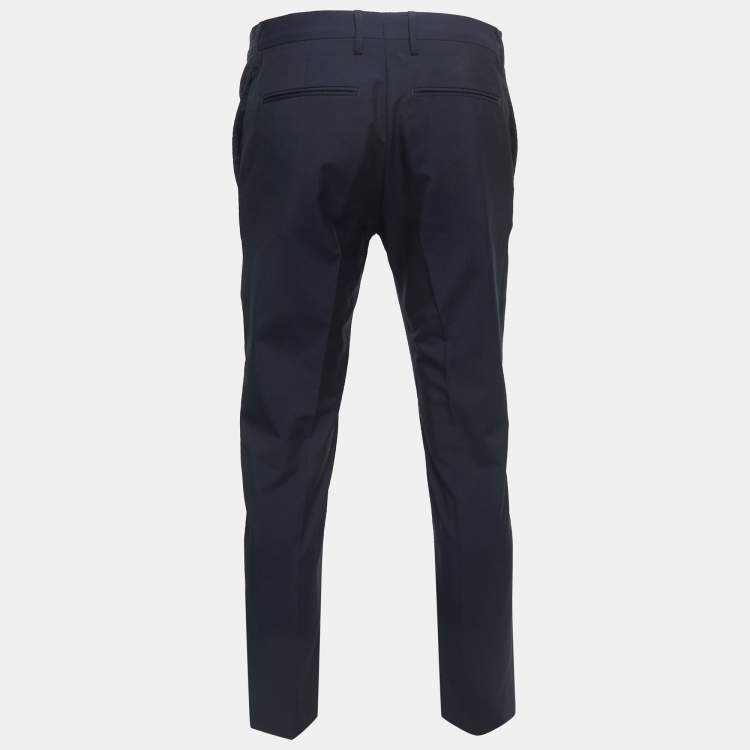Pre Owned Valentino Navy Blue Wool Trousers S
