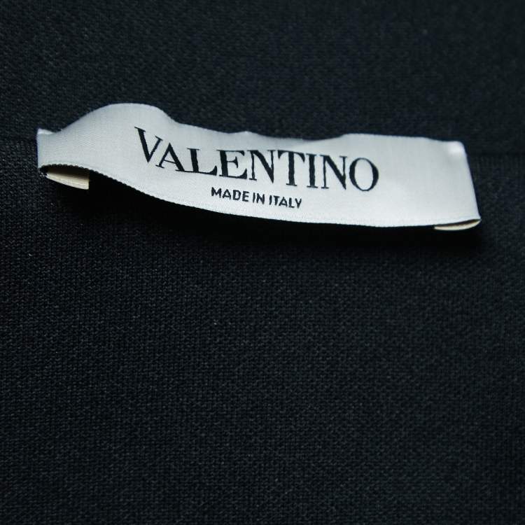 Pre Owned Valentino Black Logo Print Synthetic Zip Front Jacket S