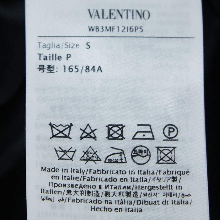 Pre Owned Valentino Black Logo Print Synthetic Zip Front Jacket S